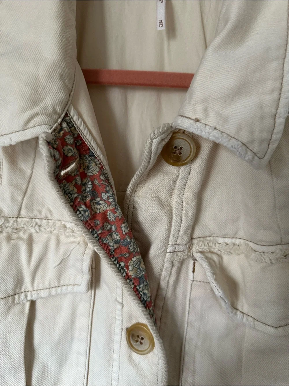Free People Cream Utility Jacket with Button Front - Picture 5 of 16
